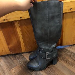 Grey mid calf boots